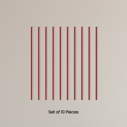 100% Pure Copper Drinking Straws – Straight & Bent Mix with Cleaning Brush (Set of 10 or 15) | Eco-Friendly, Reusable & Antibacterial