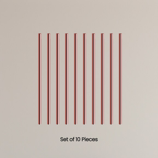 100% Pure Copper Drinking Straws – Straight & Bent Mix with Cleaning Brush (Set of 10 or 15) | Eco-Friendly, Reusable & Antibacterial