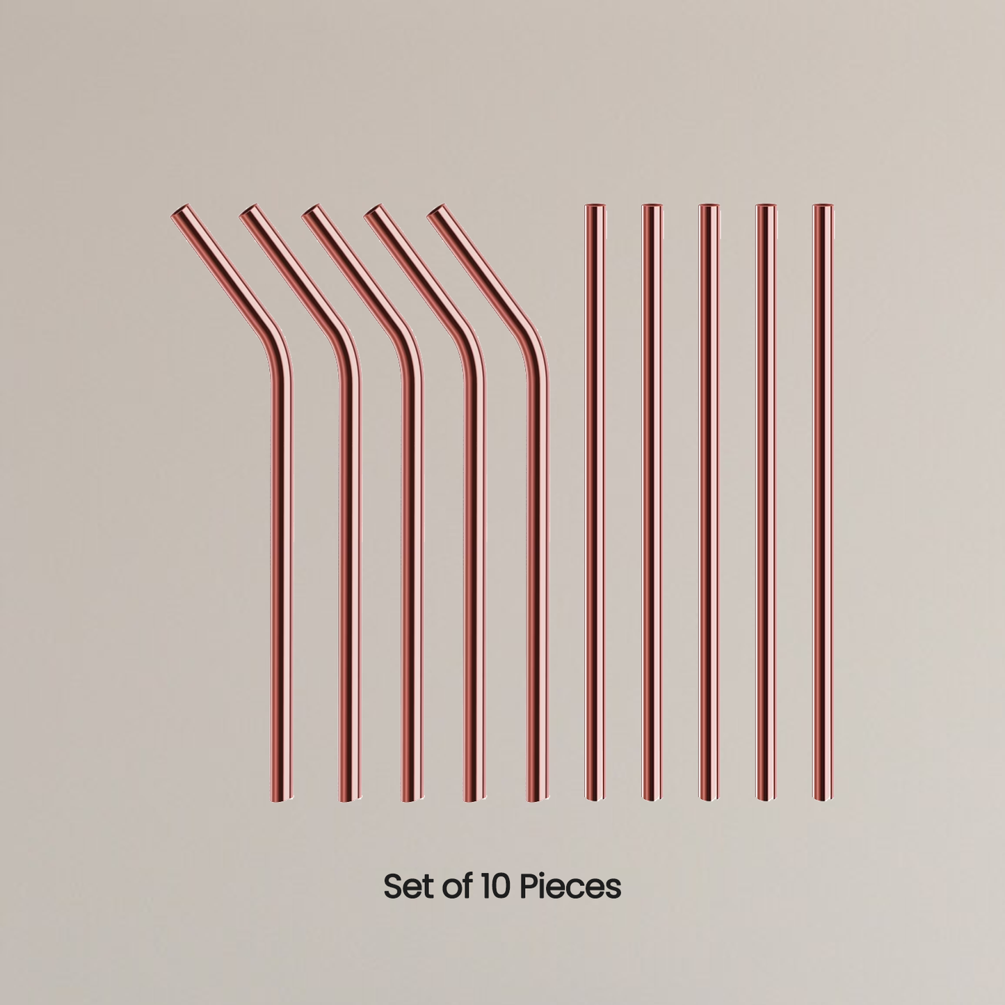 100% Pure Copper Drinking Straws – Straight & Bent Mix with Cleaning Brush (Set of 10 or 15) | Eco-Friendly, Reusable & Antibacterial