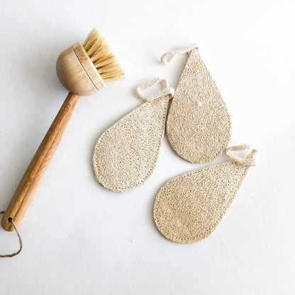 Natural Biodegradable Loofah Sponge - Zero Waste Plastic Free Organic Scrub - Sustainable Loofah Dish Sponge - Set of 3